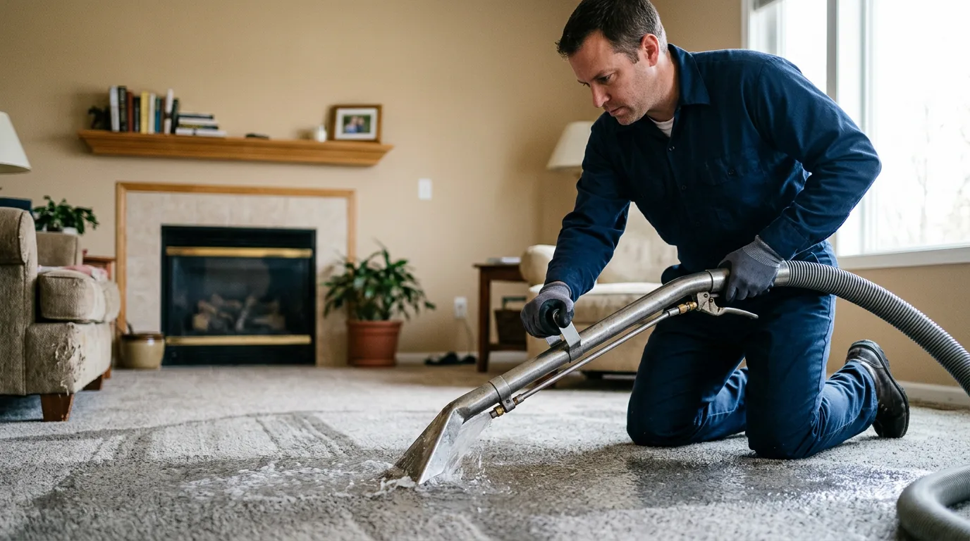 Water damage restoration technician working near Cassville, PA